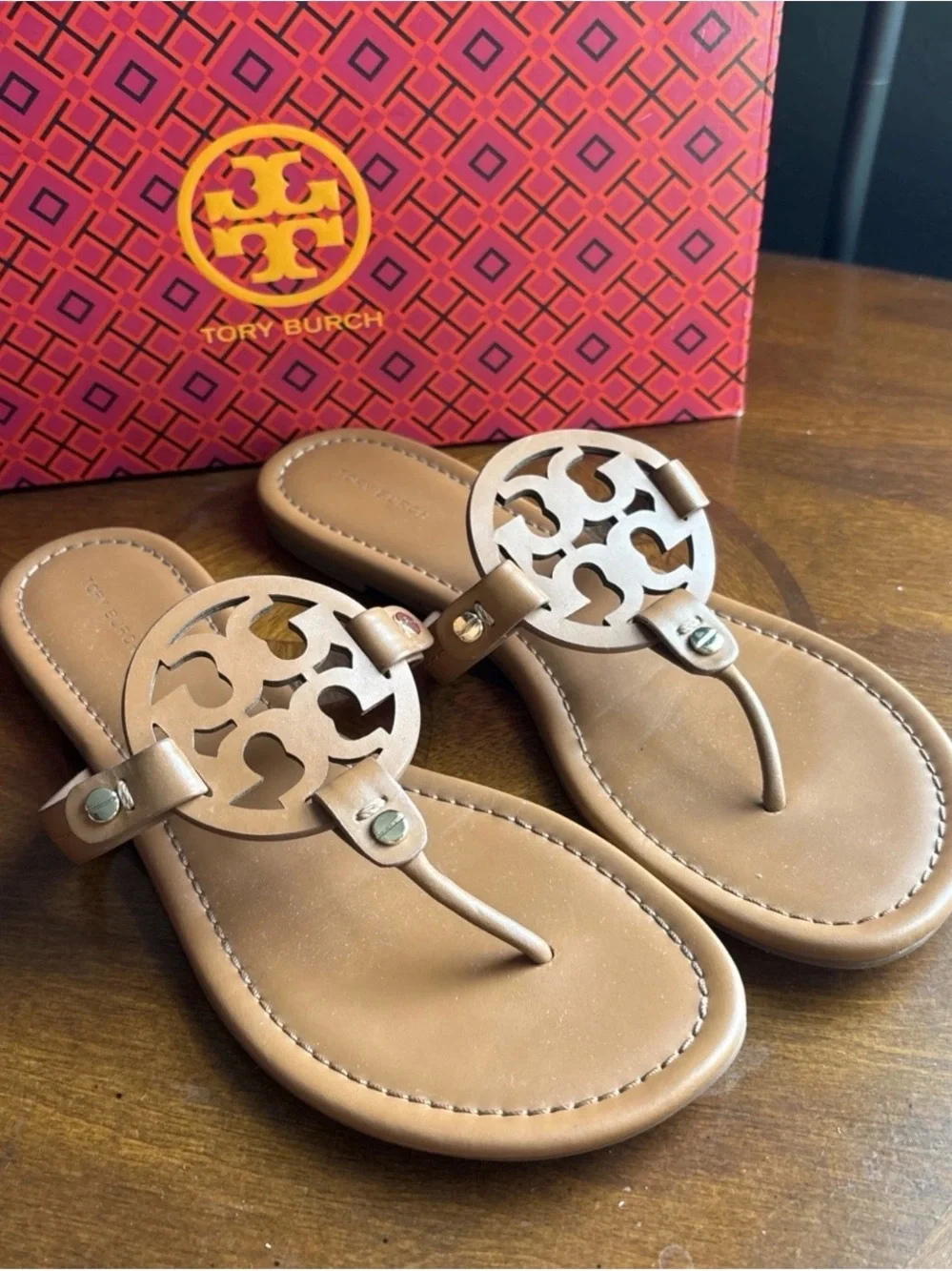 Tory Burch Miller Thong Sandal , Vintage Vachetta Leather , Sz 9M for women